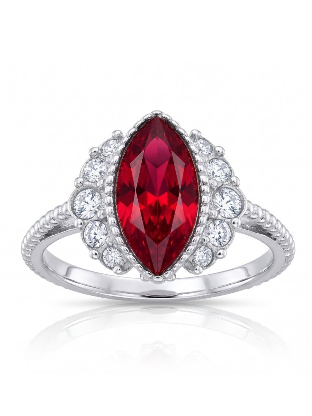 Marquise Red Swarovski Ring, 925 Sterling Silver Ruby Collection